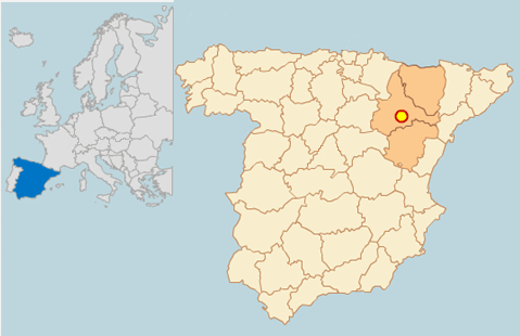 Situación en el mapa europeo de la Comunidad Autónoma de Aragón